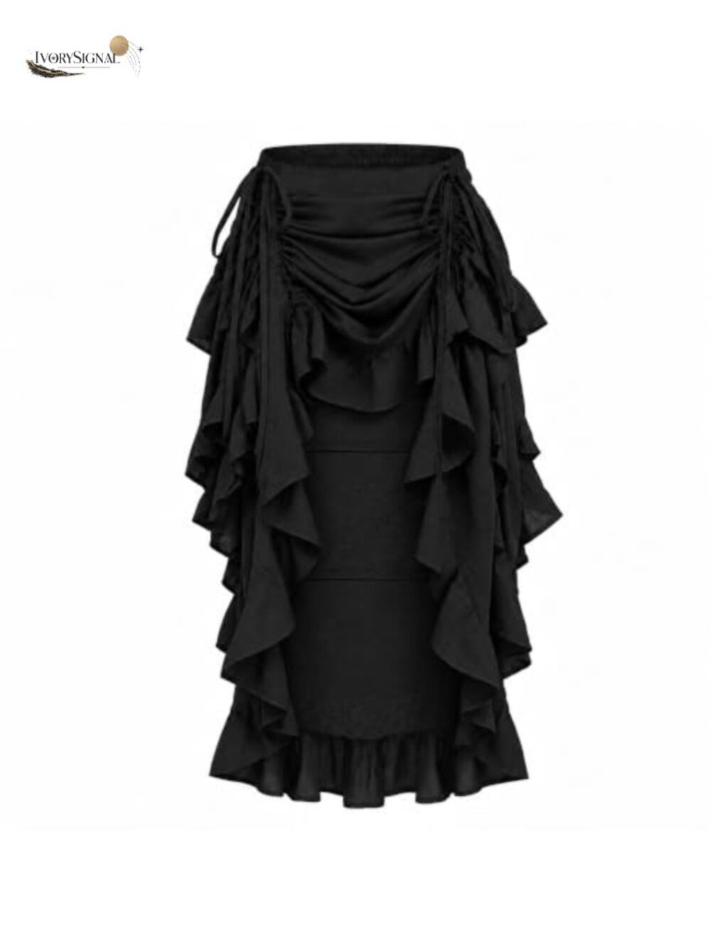 High-Low Show Girl Skirt Steampunk Victorian Ruffled Rayon Costume